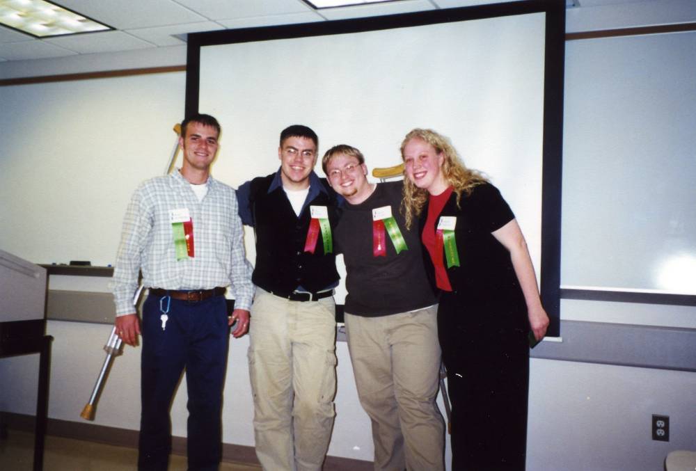 Wendy Hahn and friends at Student Scholarship Day in 2000.